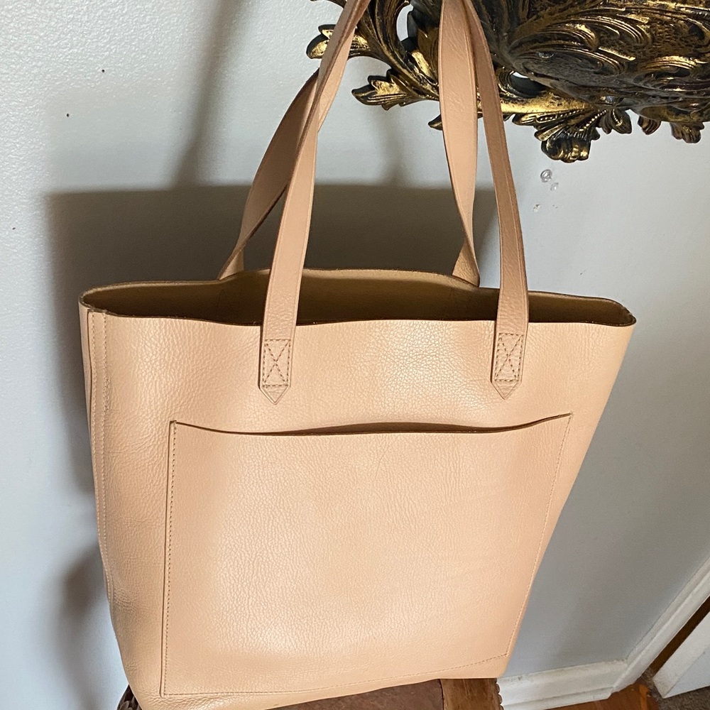 MADEWELL Medium Transport Tote Womens Tan Leather Double Handle Travel Carry On